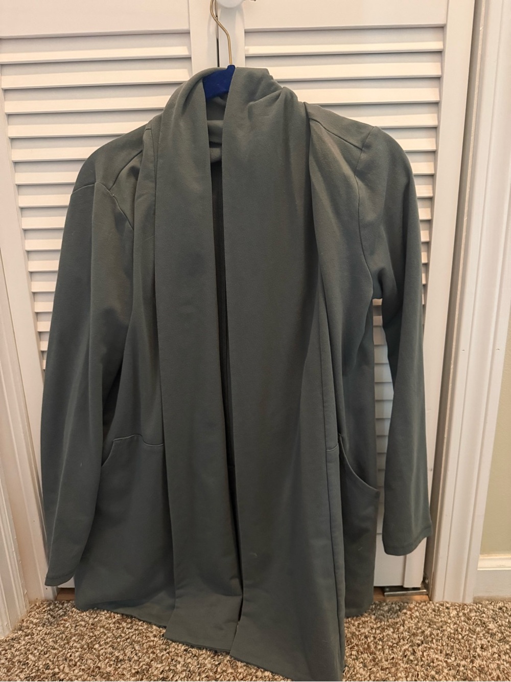 Xersion Olive Green Open-Front Shawl Collar Jacket